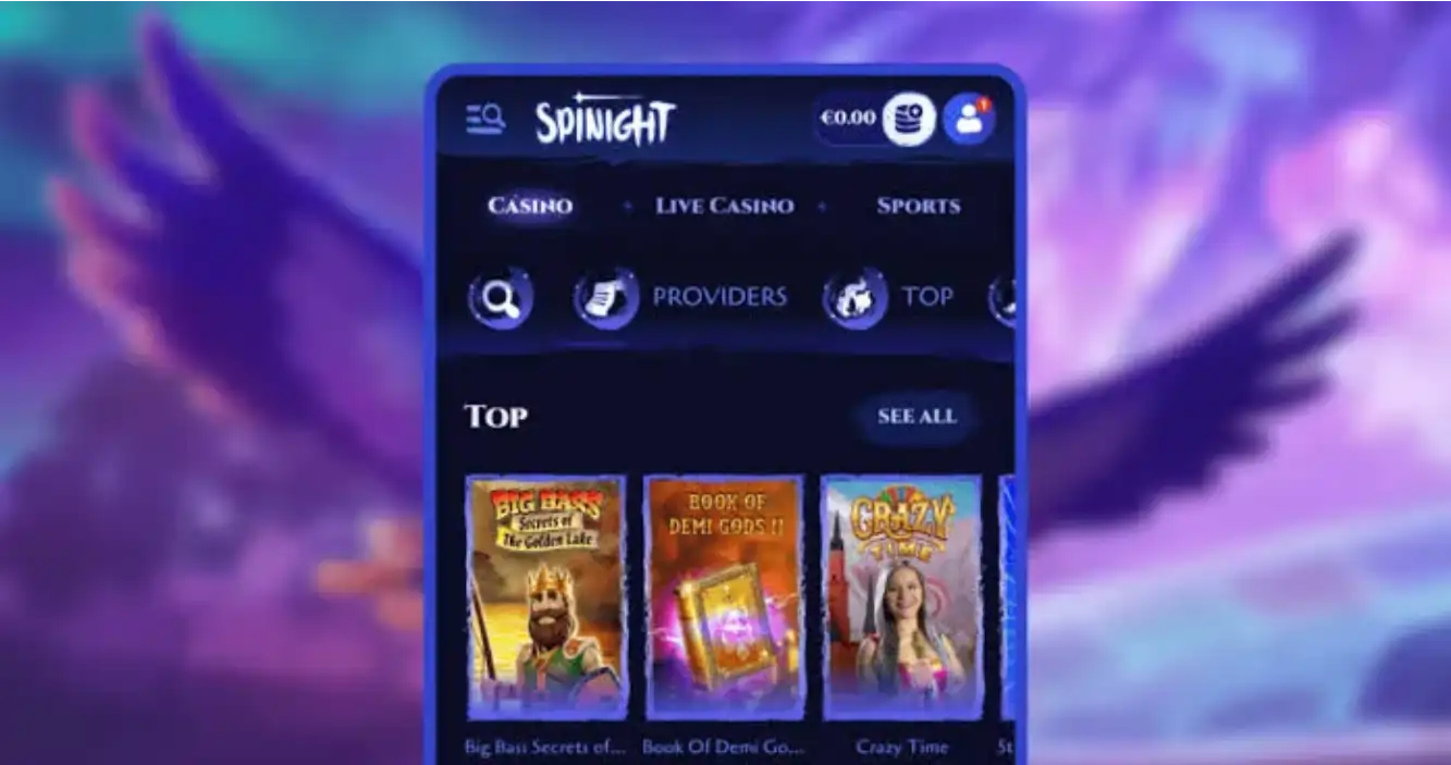 SpiNight Casino App Screenshot